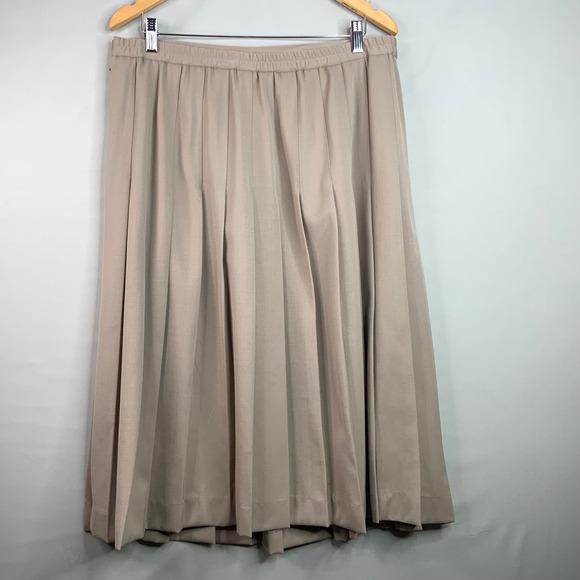 Petite Appleseed Brown Pleated Wool Blend Midi Skirt Size 16P - Picture 2 of 6